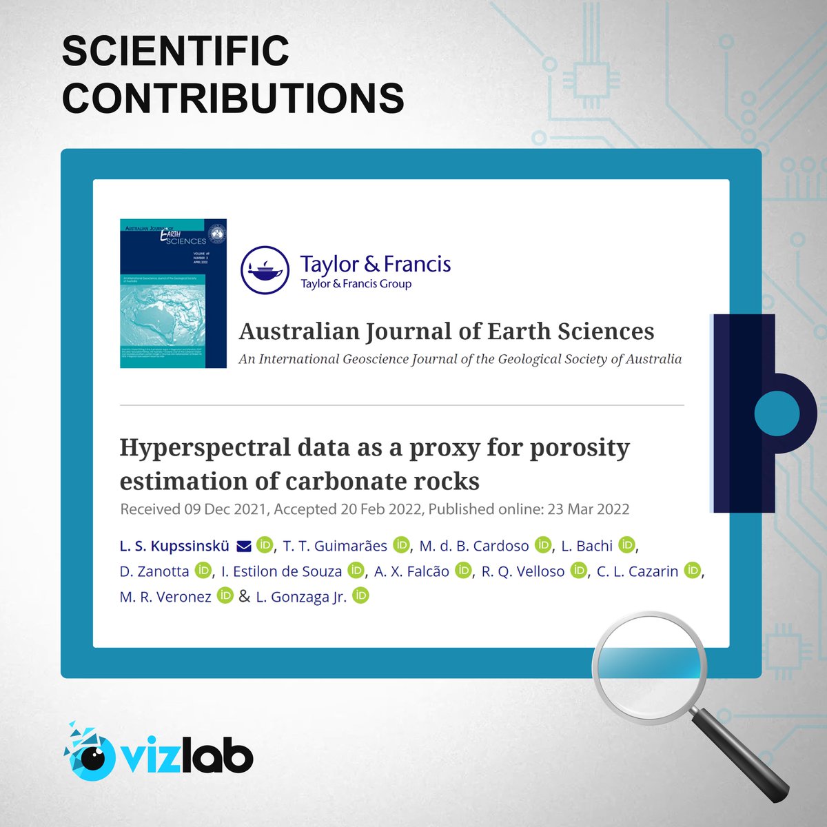 The paper "Hyperspectral data as a proxy for porosity estimation of carbonate rocks." was recently published in the Australian Journal of Earth Sciences. Congratulations team! 👏
Learn more at doi.org/10.1080/081200…😎👍
#vizlab
#hyperspectral
#carbonaterocks
#machinelearning