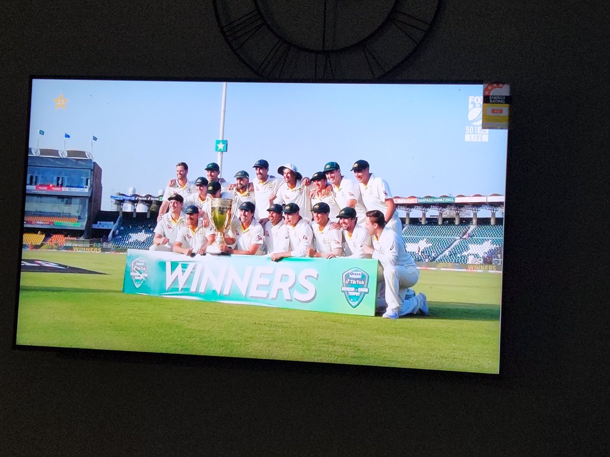 AvisekChatter15's tweet photo. Historic moment.. series played in great spirit #AusvPak 

I have a feeling @patcummins30 will debatably be the best Oz skipper ever in the years to come.. Great declaration skip to keep the series alive and fantastic grit &amp; determination shown by the entire team.. 👏❤ https://t.co/d1ndNvF5S5