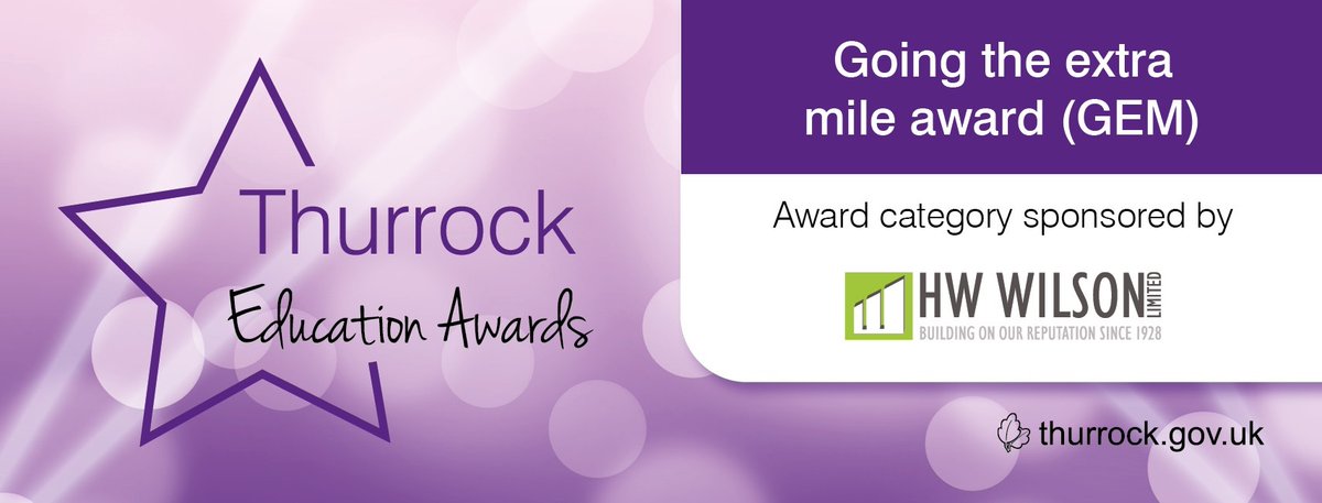 Recognise an education superstar in early years or primary, secondary or post 16 education, by nominating them in the #ThurrockEduAwards Going the extra mile (GEM) award 🏆 This award is sponsored by <a href="/hwwilsonltd/">HW Wilson</a> 🏆orlo.uk/make_your_nomi…