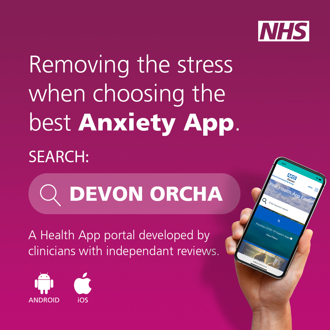 We can support you when searching for your Anxiety App, with <a href="/OrchaHealth/">ORCHA</a>'s collection of the best #HealthApps.

Don’t hesitate, visit devon.orcha.co.uk today and save valuable time looking for the perfect app.