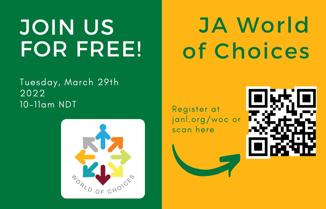 Last chance to register for our World of Choices session. Don't miss out, visit janl.org/woc to sign up today. <a href="/NLESDCA/">NLESD</a> @ConnectEDCDLI