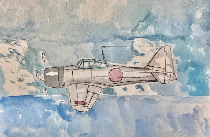 銀の零戦を描いたよ #イラスト #水彩画 