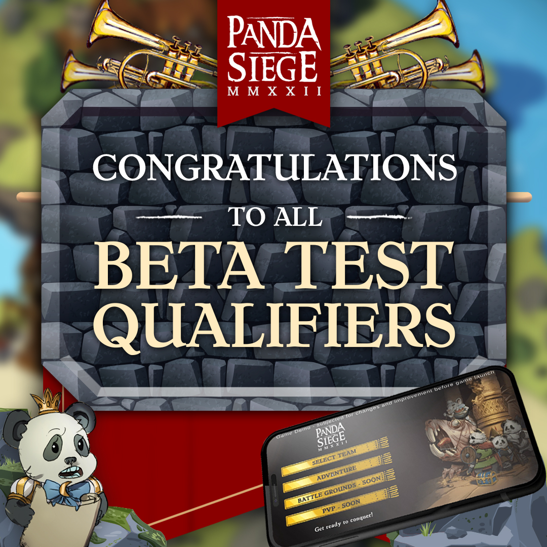 PandaSiegeNFT's tweet photo. Congratulations to everyone who qualified for our BETA TESTER EVENT! 
A BIG THANKS from the Panda Siege team who supported us and continued to participate in our events.

Just click here to check if you are one of those lucky Pandas!
https://t.co/FSEHpTl0dJ https://t.co/AJbwZKnIBv