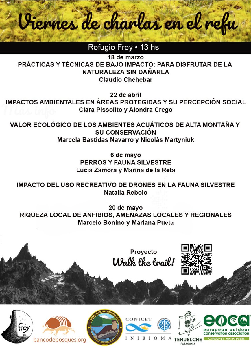 Limn0Lab's tweet photo. En el marco del proyecto Walk the trail! (donde el objetivo del proyecto es disminuir el impacto que el uso recreativo intensivo tiene sobre un mallín) se organizaron una serie de charlas en donde participara nuestro laboratorio el 22/4. A NO PERDERSELO
#EocaProject #WalkTheTrail https://t.co/PDPmYIMW8N