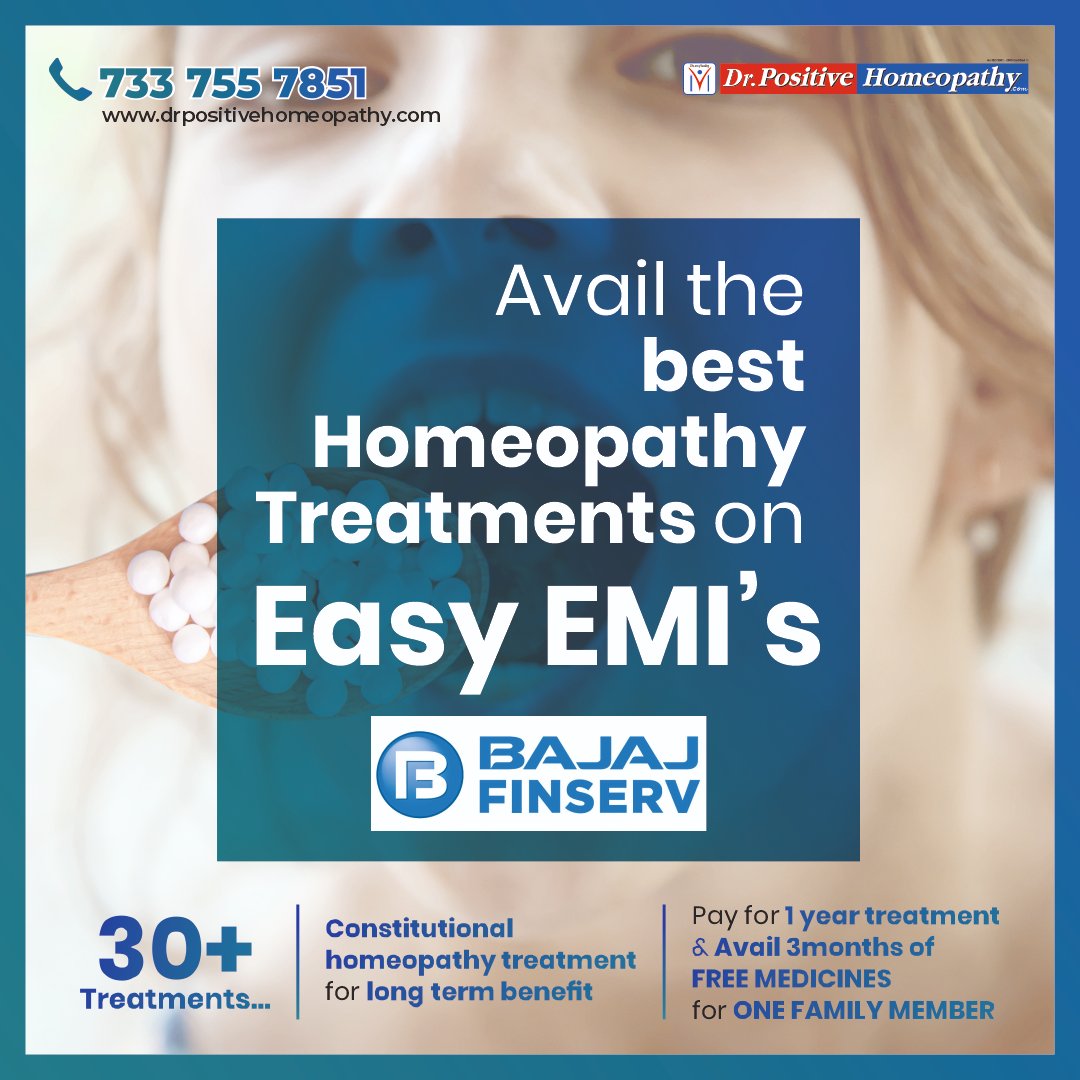 DoctorsHomeo's tweet photo. We treat our #PATIENTS like our #FAMILY ☺️
We know your Pain points 😖
That's why, we associated with BAJAJ FINSERV &amp; present you Easy EMI's 🗓️ on all our #Best Homeopathy🌿 Treatments.
Pay for 1yr treatment and get 3months of medicines to one family🙎🏼‍♀️member, for #ABSOLUTELYFREE https://t.co/jrVt6rGnjz