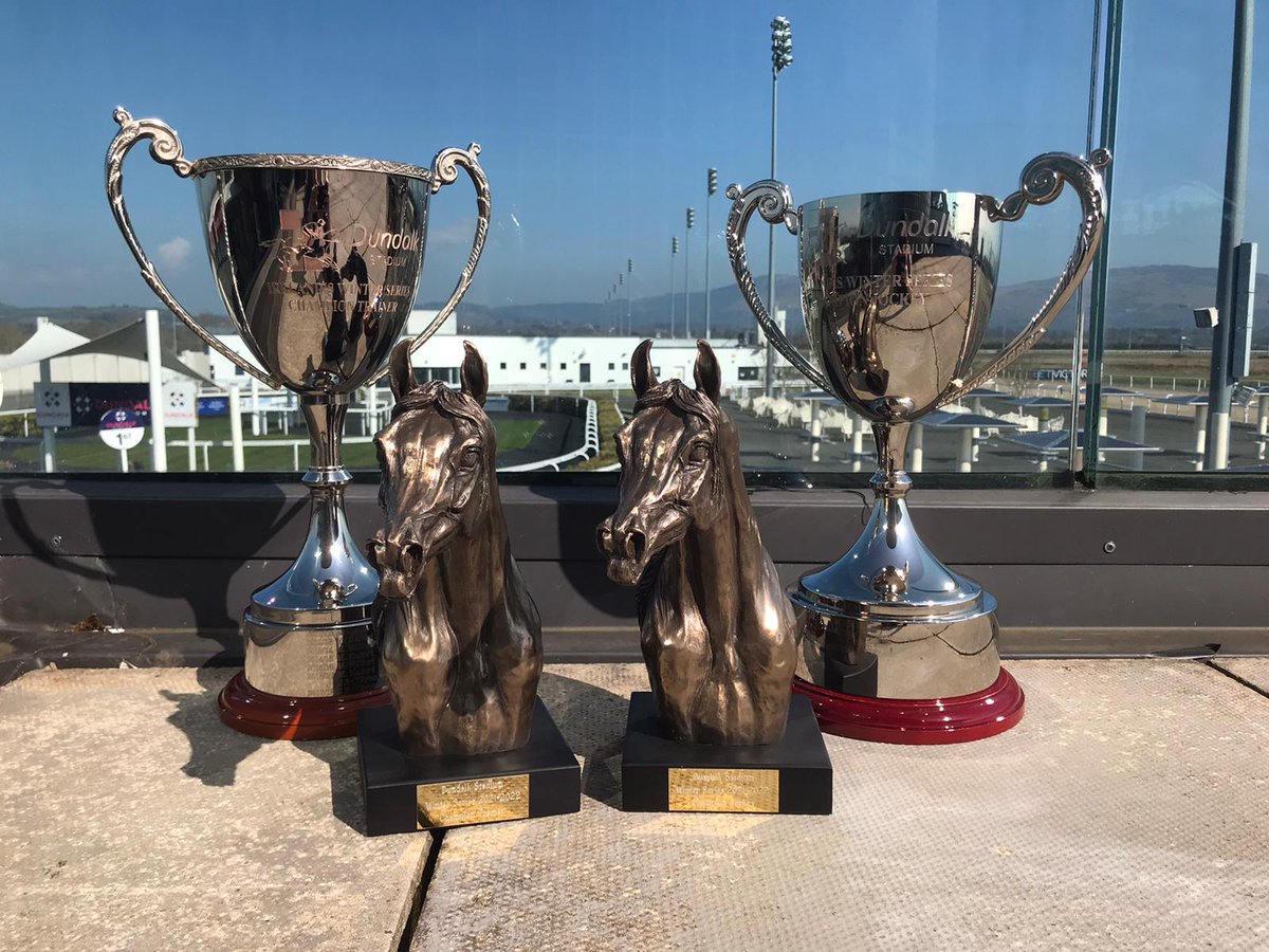 DundalkStadium's tweet photo. What a collection.
The Dundalk Stadium Winter Series 2021-2022 Leading Trainer &amp; Jockey Championship perpetual &amp; commemorative trophies will be awarded this evening.

#trophies #dundalkraces #winterseries #leadingtrainer #leadingjockey https://t.co/Y9Pp7P0WC6