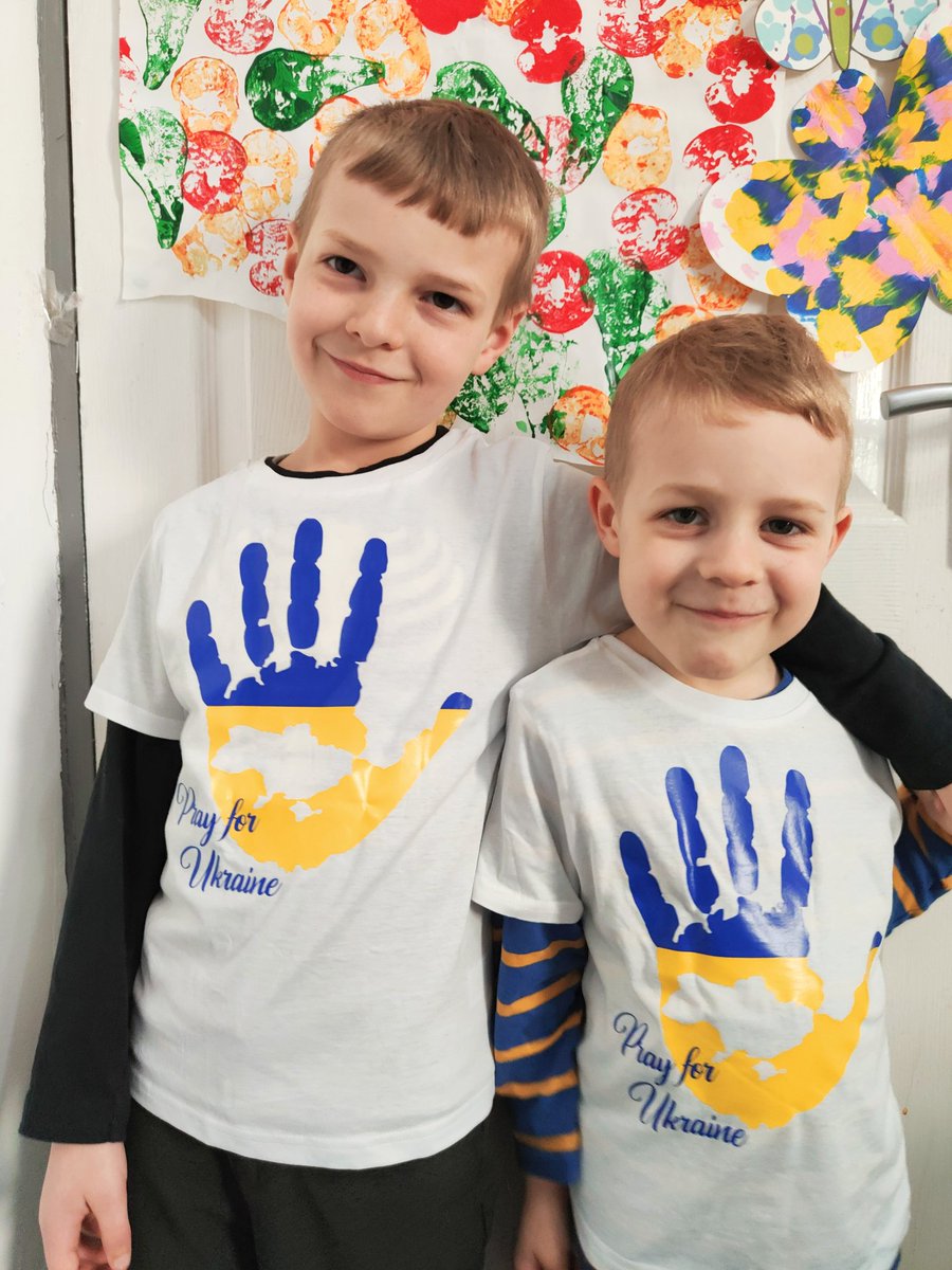 ofcorsetsforyou's tweet photo. That's my boys all dressed up for support Ukraine day at school today. Aren't they so cute. https://t.co/n0cSDbEwLk