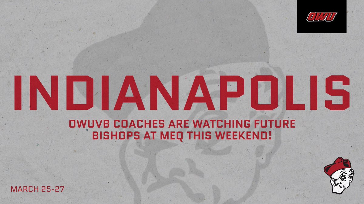 OWUVolleyball's tweet photo. Excited for a great weekend of volleyball watching future talent! Catch Coach Zach starting today and Coach Kirsta starting tomorrow! #owuvb #futurebishops #recruitingtrail https://t.co/ct6gT70N5l