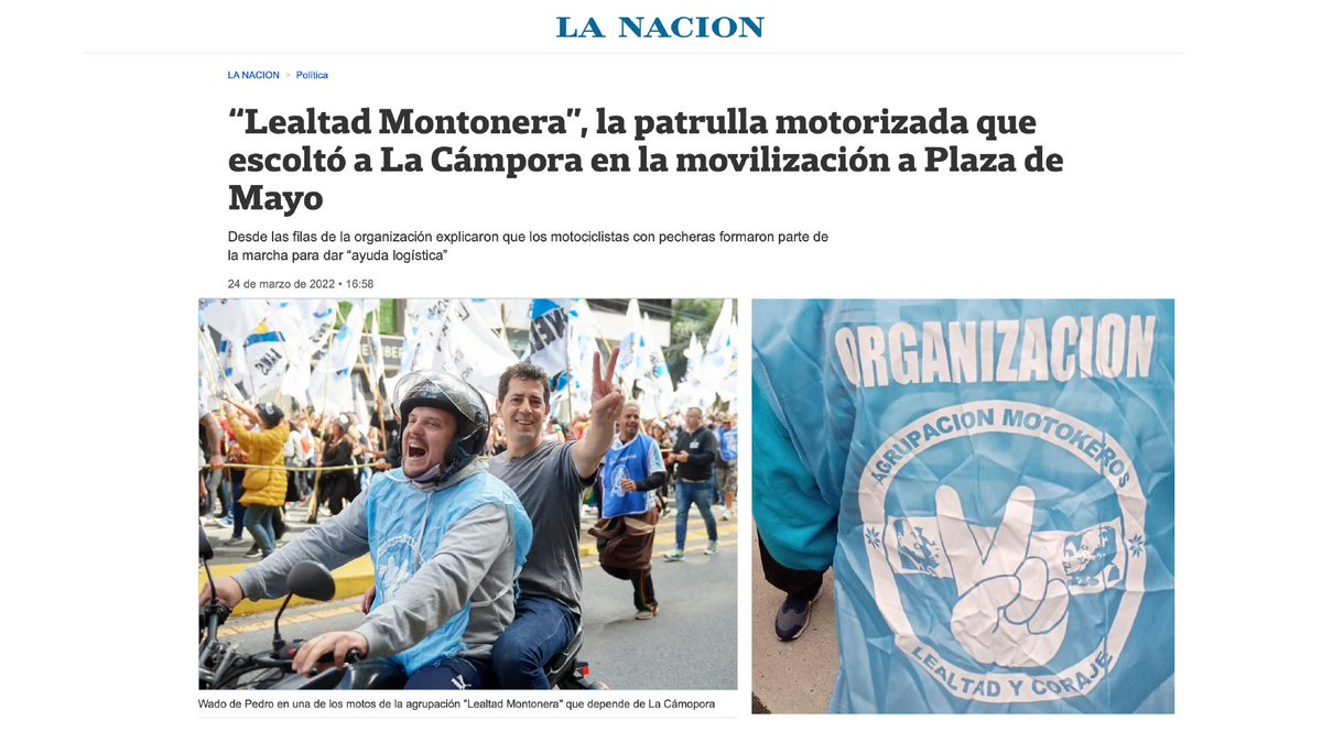 wadodecorrido's tweet photo. Los pibes que ayudaron ayer en la organización de la marcha son los “Motokeros” y su lema es “lealtad y coraje”. 
Son chicos y chicas en moto, y son militantes kirchneristas, por eso son Motokeros 😉 Va con buena onda: los prejuicios le jugaron una mala pasada.🤷🏼‍♂️ https://t.co/CRMEClFvlw
