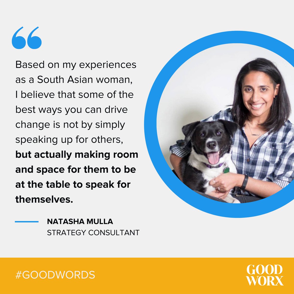 #GOODWORDS from the GOOD WORX team!
The <a href="/goodworxco/">GOOD WORX | Social Innovation Consultancy</a> team is growing, contributing a range of perspectives and experiences to our work.  Meet Strategy Consultant Natasha, and hear her thoughts on how identity influences her approach to purpose driven work.