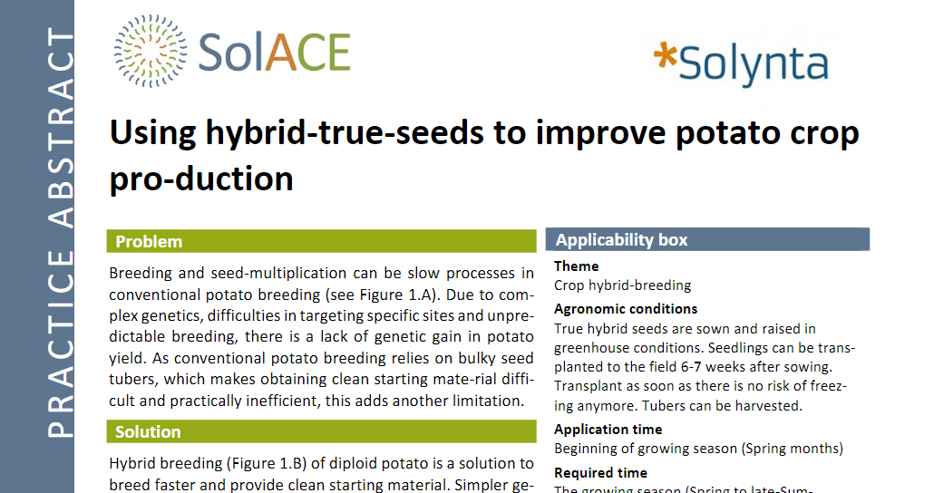 SolACE_EU_NET's tweet photo. How can new hybrid-true-seeds improve potato crop production? – New Practice Abstracts 🌱🥔
📄 Download: https://t.co/P6HQ21kipK
#SolACEPA #seeds #potato #cropproduction #solynta https://t.co/zVRe99kc07