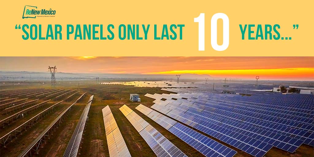 Re_NewMexico's tweet photo. A common complaint we hear regarding solar panels revolves around their longevity. Luckily solar panels last several decades and the energy payback time (EPBT) is only 6 months. Read more>>>https://t.co/JzoMmP0Ar7 
#renewableenergy #windenergy #solarenergy #savetheplanet https://t.co/R0BiBO4OD6
