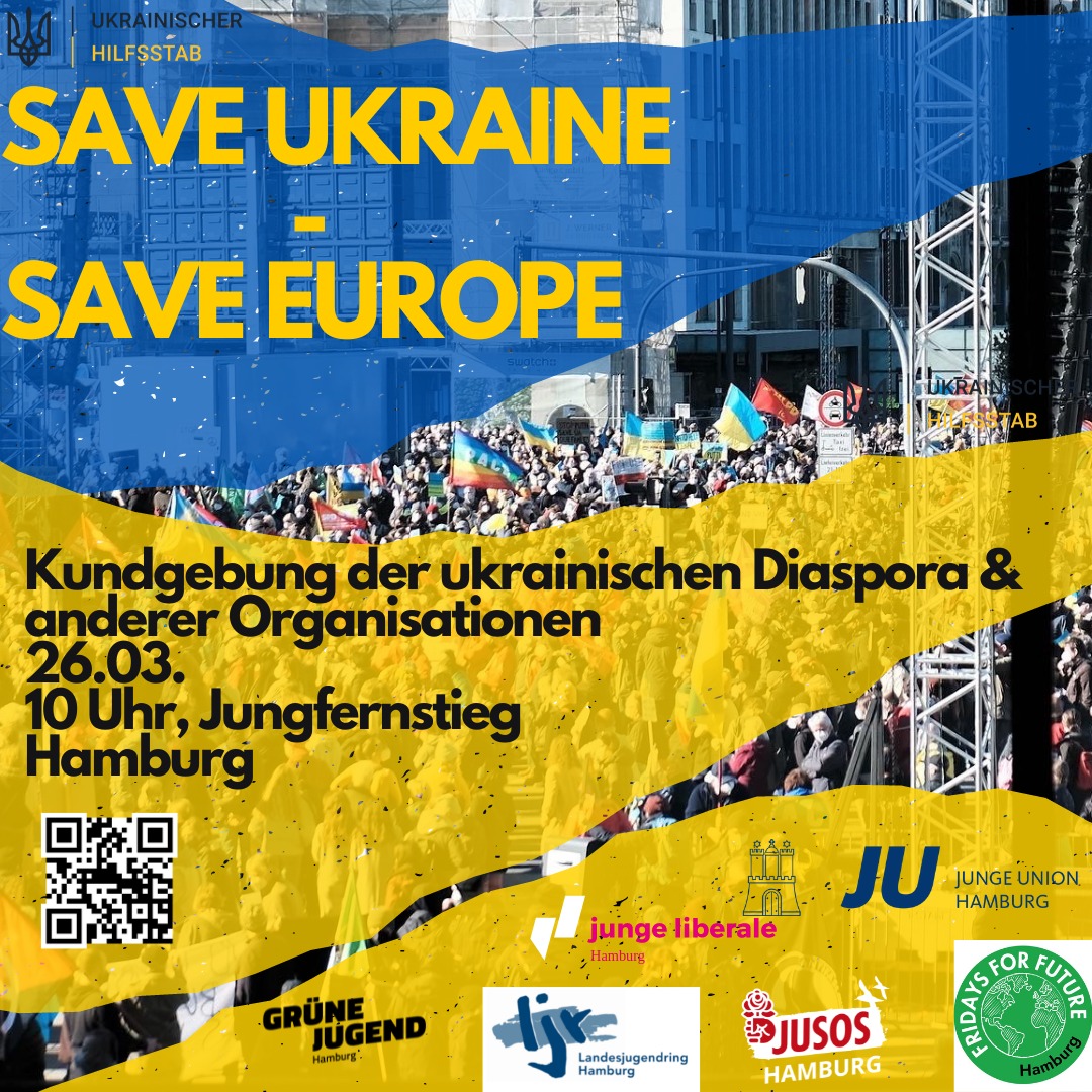 Morgen sind wir wieder für Frieden in der Ukraine auf der Straße. #UkraineKrieg #SaveUkraine #europe #nowar #hamburg #StandWithUkriane