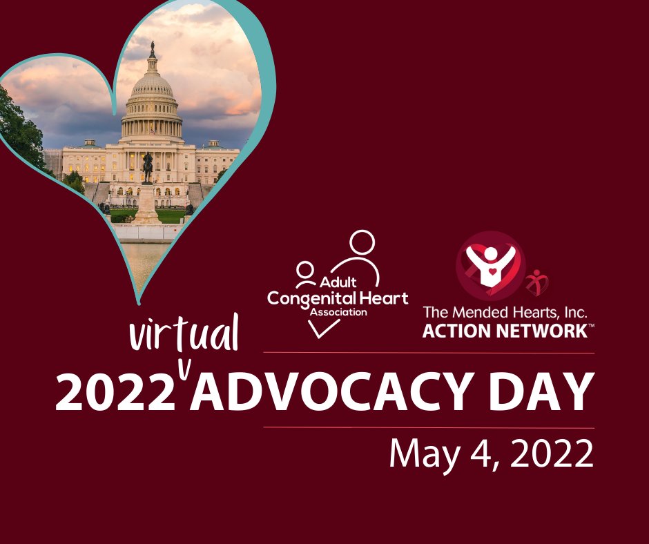 MLH_CHD's tweet photo. We’re bringing heart disease & #CHD advocates together with @ACHA_Heart for our Virtual Advocacy Day 2022 on May 4. #AdvocateWithUs for improved treatment, innovation, and care for heart disease patients across the lifespan! https://t.co/0skweXejHx #HillHeartDay2022 https://t.co/eLJw0IsyZk