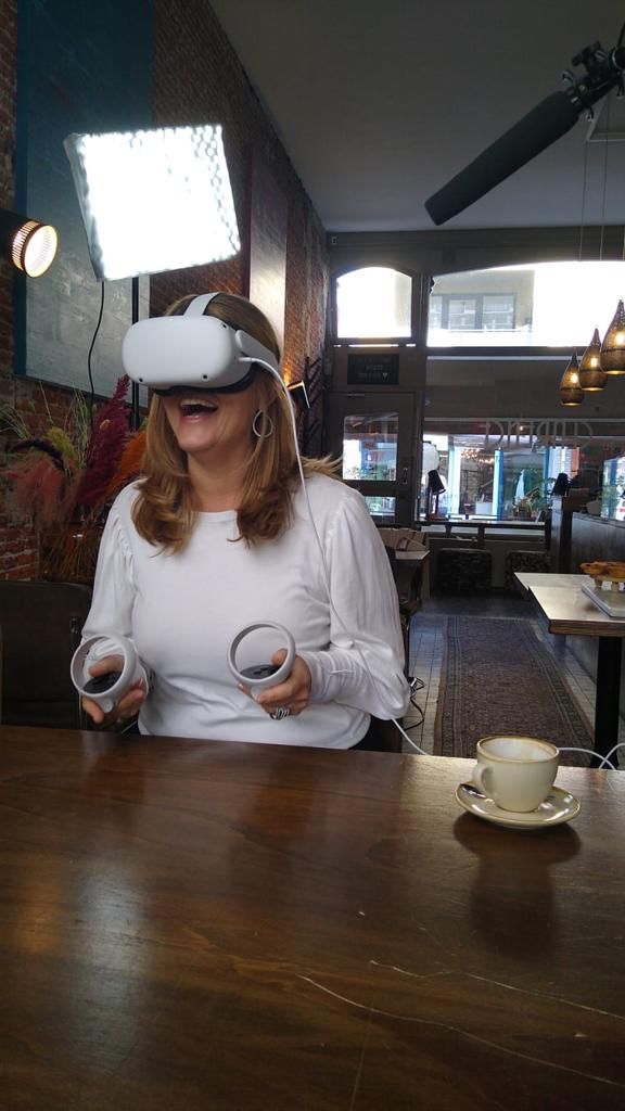 ConnyBraams's tweet photo. A sneak peek #BTS from today’s set for @Unilever’s #GetOnTheFrontline Year 2 launch. I’ve had a bit too much fun exploring #Web3 environments where consumers can live, play and shop!  

#FrontlineTime #UniquelyUnilever https://t.co/l3ieGzH4Br