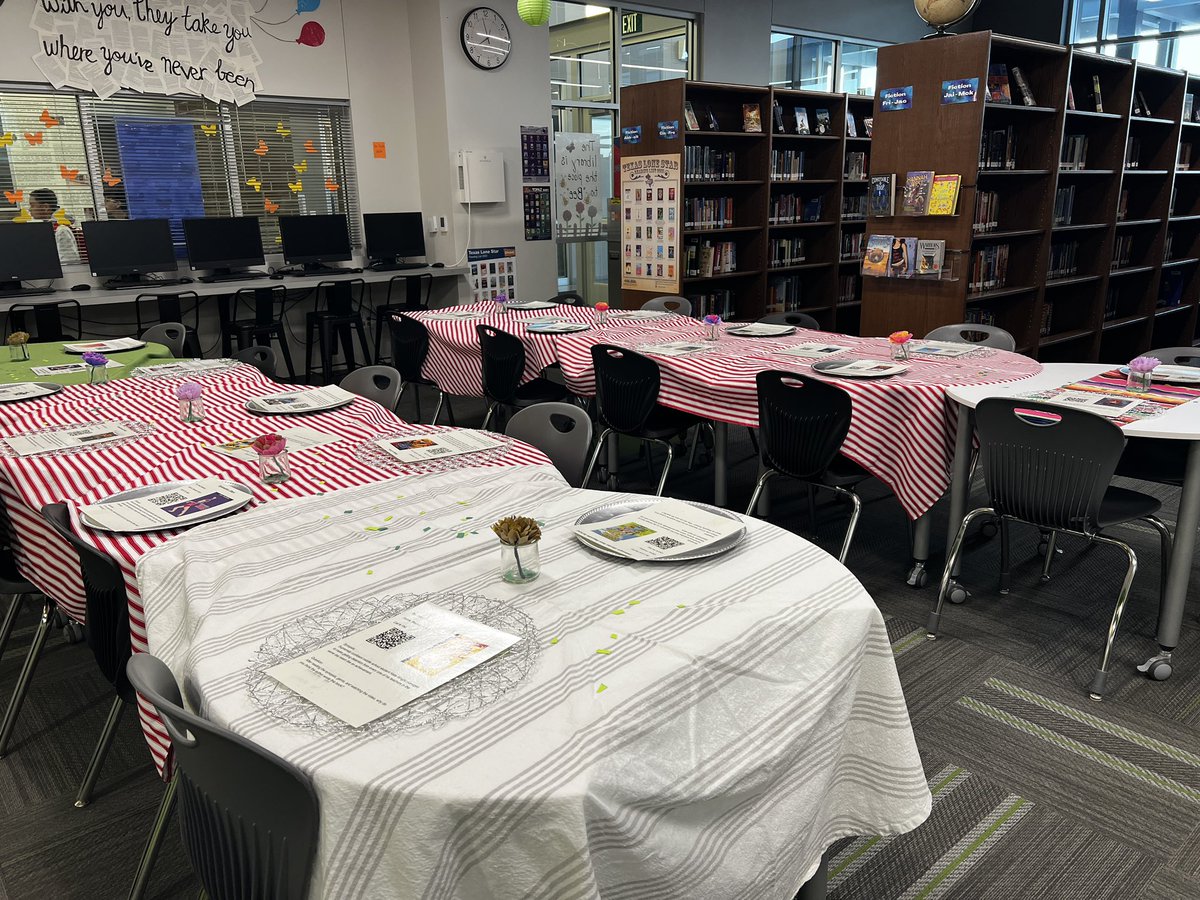 McCormickMSLib's tweet image. The tables are set for the long awaited book tasting. It’s going to be a great day at McCormick Library! #McCormickTigers #HaysLib