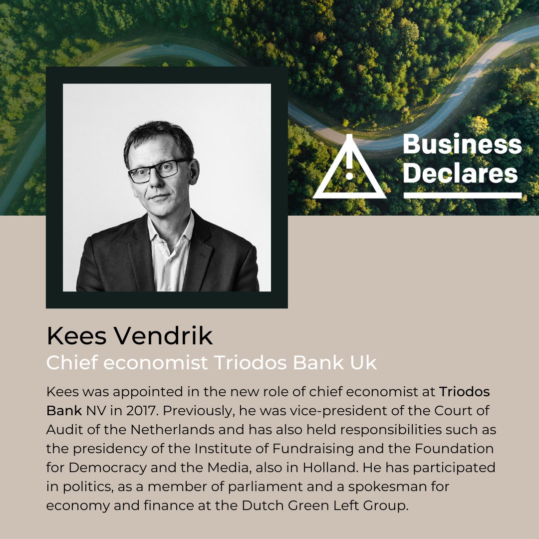 BizDeclares's tweet photo. Have you registered for our Connected Conversation event?
Join us on 31st March: https://t.co/MLSgmTaCVA
Hear from @keesvendrik, chief economist at @triodosuk, one of our four speakers, on how your business can lead in tackling the climate crisis. https://t.co/tDWZW1oujF