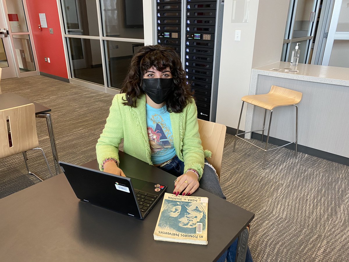 Need help with English, Social Studies or Portuguese? Christine is in the EPHS Media Center to help. <a href="/hmcoughlin/">Heather Coughlin</a> #towniepride #ephspeertutoring