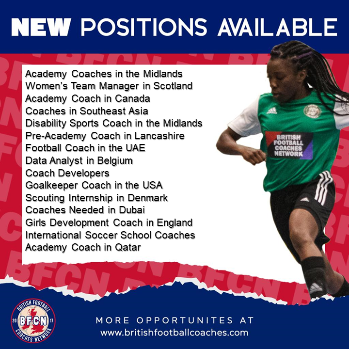 New jobs added!
View jobs here: bit.ly/32HAV7u
Get BFCN Membership here: bit.ly/3g6WUrm

#FootballCoachingJobs #CoachingJobs #CoachAbroad #CoachFootballAbroad #JobsInFootball #FootballJobs #FootballCoaching #BFCN