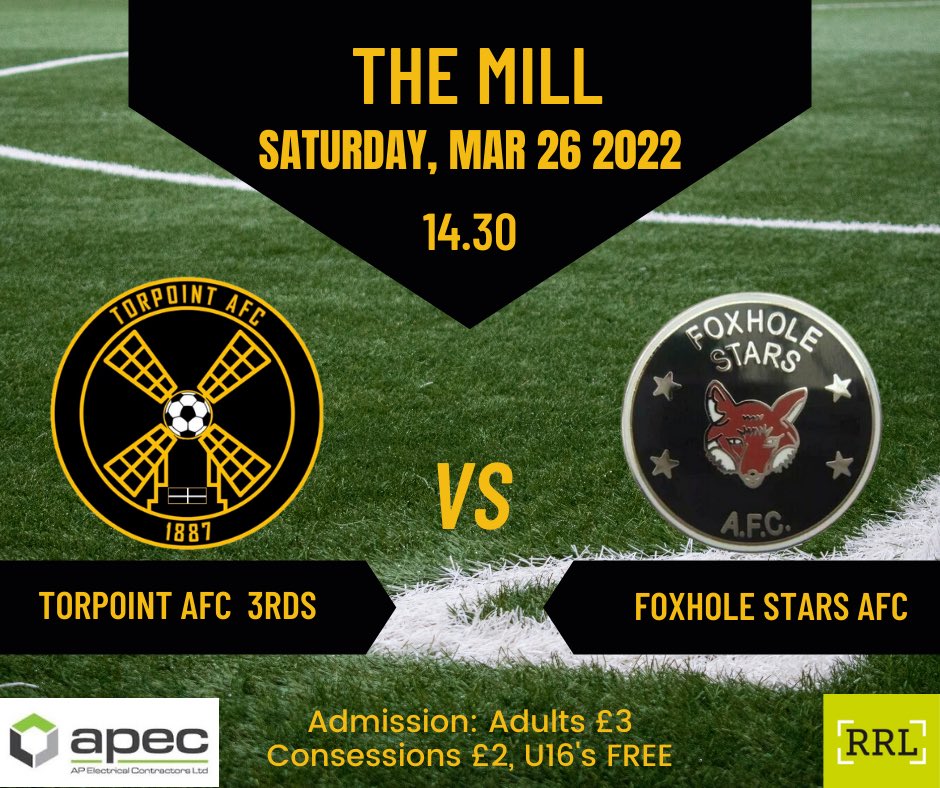 torpointafc's tweet photo. SAT | We have 3 teams playing home and away this Saturday. Good luck to all of them 👏

🚌 1XI AWAY to @SGTPoliceFC 

🏟️ 3XI HOME to @foxholestars 

🏠 4XI HOME to Activate

#gettothepoint #upthepoint #goldandblack https://t.co/1xID31HLQP