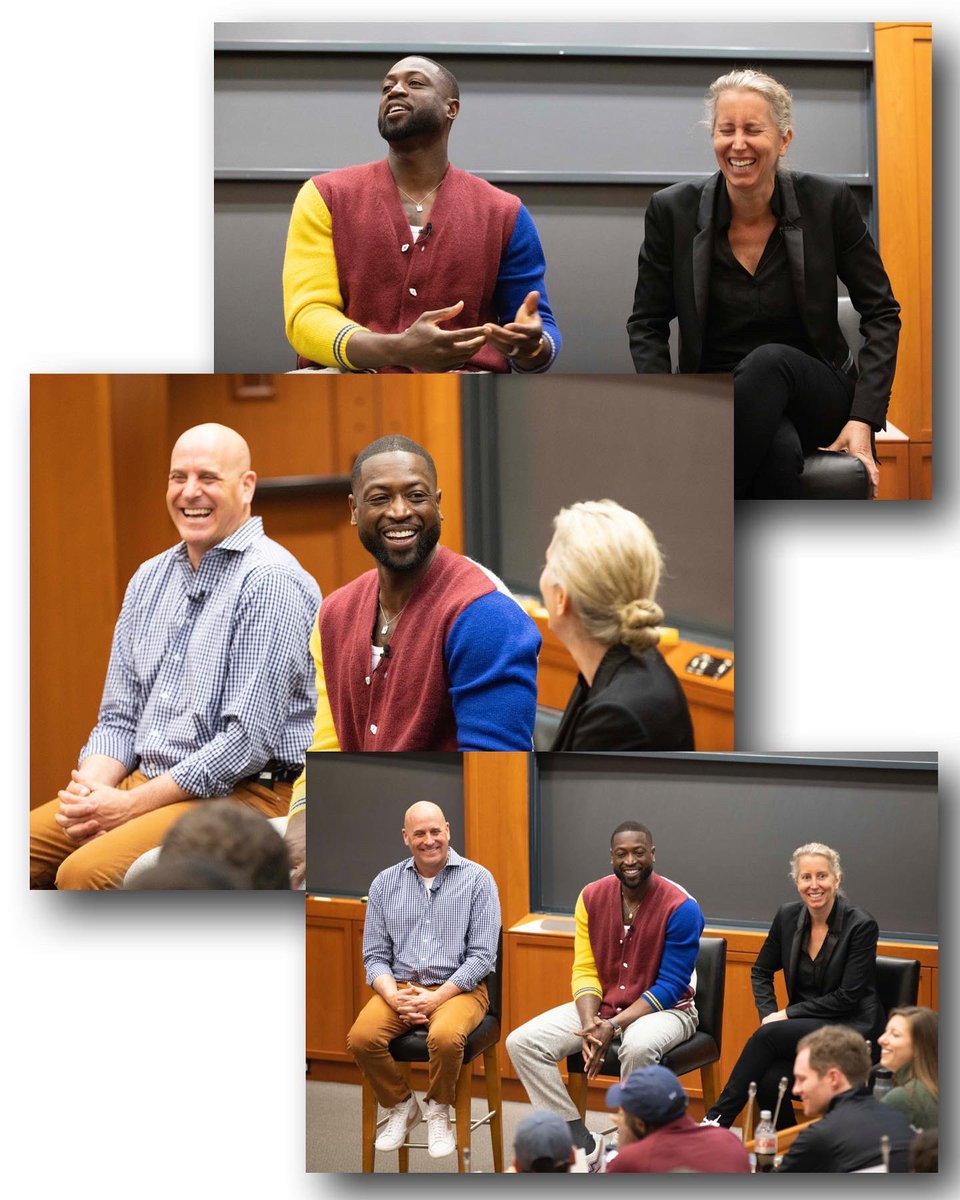 We were all smiles 😁 earlier this week when the amazing Dwyane Wade and ‘Mike ‘Vino’ Levine visited @HarvardHBS to speak to my MBA classes, dropping gems of wisdom about basketball, business and life to a packed house. 🙌 (📸 by the unparalleled @evephoto)