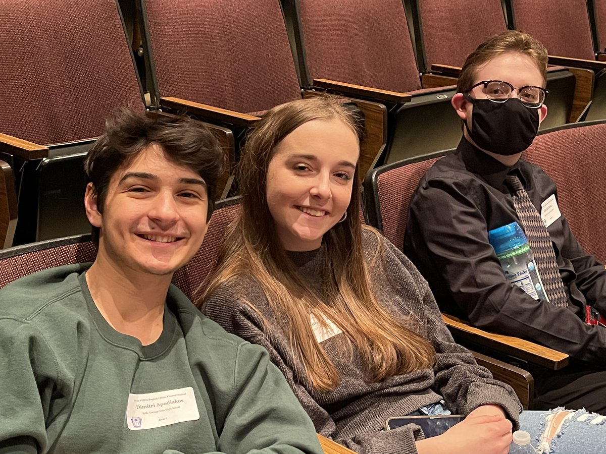 BVABroadway's tweet photo. Gomez, Morticia, and Fester representing at region choir! 
#pmea https://t.co/xf7hG2H12O