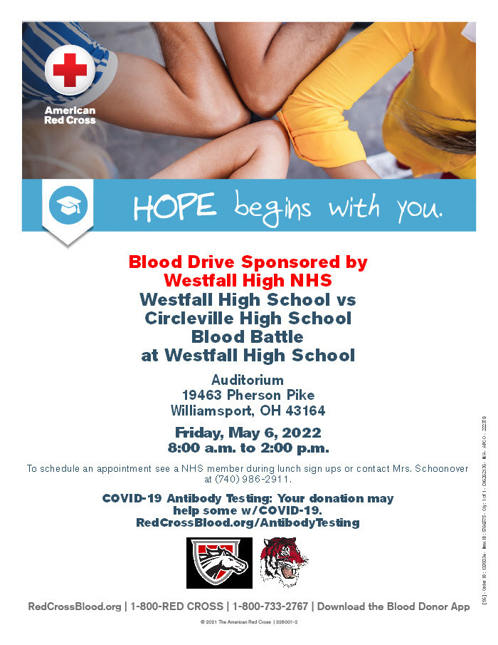 WestfallHS's tweet photo. LLLLLLLLet’s get ready to RUMBLE!!! The Annual Blood Battle between Westfall vs. Circleville is coming up on May 6! This is our year to be victorious! Donors can sign up online at https://t.co/CKrsFaLkaP and search for WESTFALLHS or zip code 43164. https://t.co/q4z3cYrpQm