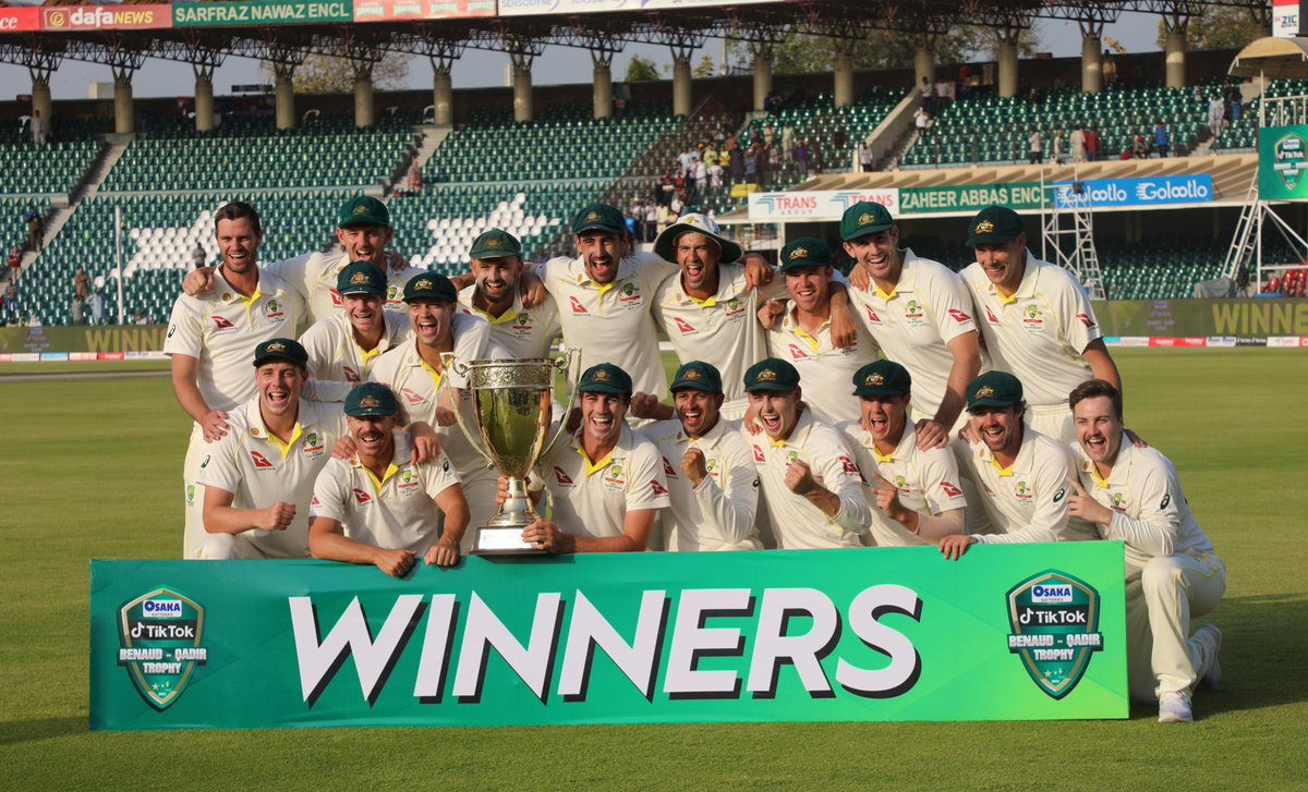 marnus3cricket's tweet photo. A great, hard fought series that went down to the last session. So happy to get the win!! 🇦🇺 Thanks to @babarazam258 and @TheRealPCB for a great series. #PAKvAUS https://t.co/szMOtbTm8H