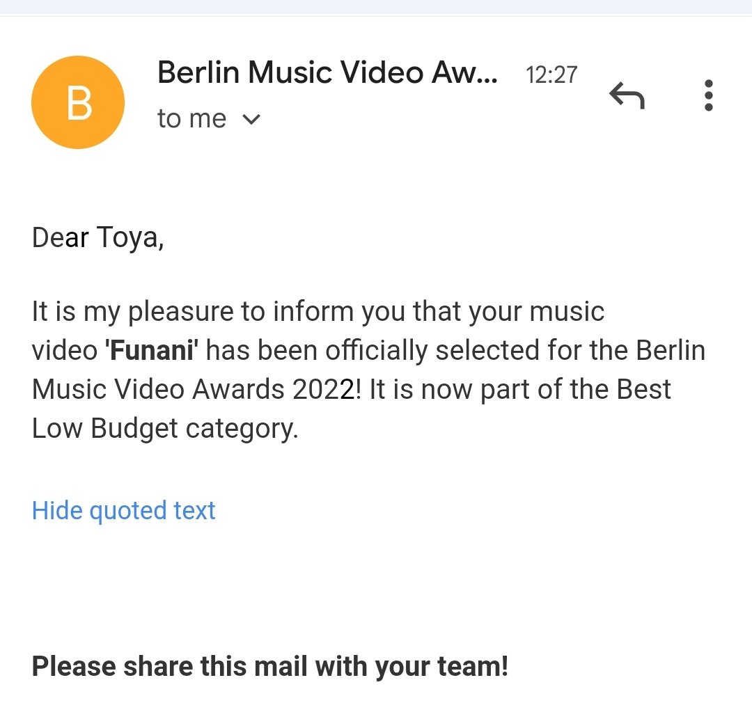 ToyaDelazy's tweet photo. Thanks @BerlinMVA
!!! BIG PURRR 🐾 Our first international nomination for a music video #AFRORAVE #Funani 🇩🇪🏅 Zululand to the world 🌎
👉🏿 in 🔕 https://t.co/CtwvDQzVDR