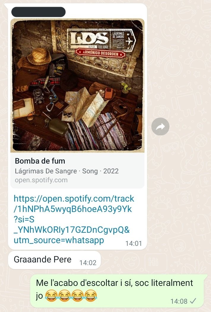 perericart97's tweet photo. Els meus amics no han dubtat ni un moment a passar-me això perquè sí, sóc aquest tipus de persona que se'n va abans de les festes quan estar rallat sense avisar ningú. Tot un art.

Escoltada la cançó de @LDS_Crew, m'identifico amb moltes de les frases
https://t.co/Kiqk02oq49 https://t.co/hwug8B91yd