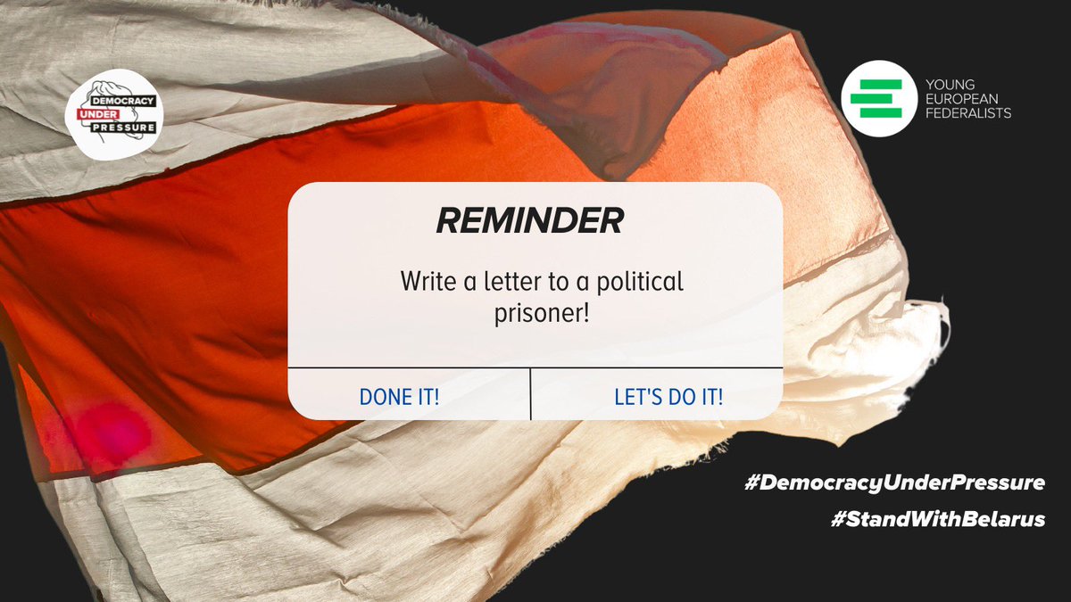 📮We have already written letters to political prisoners!

Be part of the #DemocracyUnderPressure campaign and write one too!
✍️✍️