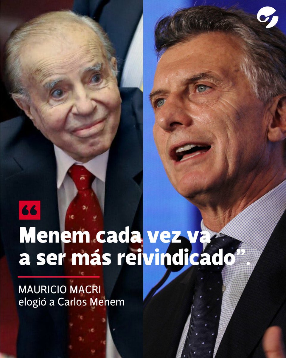 SergioChouza's tweet photo. A Menem la historia lo va a recordar igual que a vos, Mauricio.

Como un vende patria que lo único que hizo es tomar deuda y fundir a la industria.

https://t.co/U37RatluSU https://t.co/7GcFW1XQne