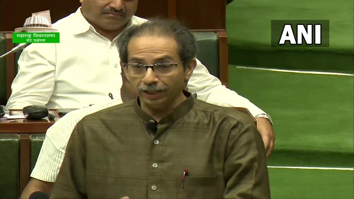 ANI's tweet photo. The way you have attacked my family and (want to) put me in jail...What is the use of exposing all these things? Court sees proof and decides...Put me in jail, I am not Krishna but can you say that you are not Kans?: Maharashtra CM Uddhav Thackeray in the state assembly https://t.co/EX1sfj3kC8