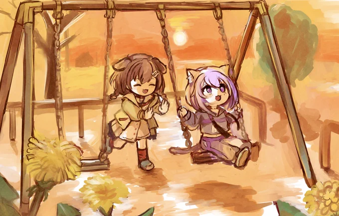 夕日とおかころ
 #できたてころね  #絵かゆ 