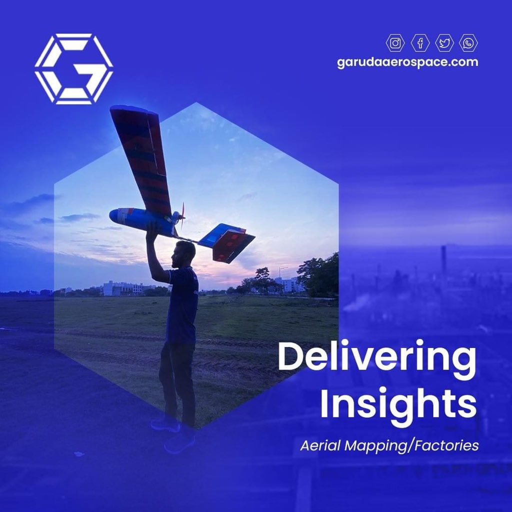 garuda_india's tweet photo. Cost-effective solution for aerial mapping and air surveillance with technology and innovation. Let drones from Garuda Aerospace deliver insights from your factories. 

#aerial #mapping #surveillance #garuda #garudaaerospace #drones #dronefleet #droneshots #dronelife #technews https://t.co/QhG08ZCBSe