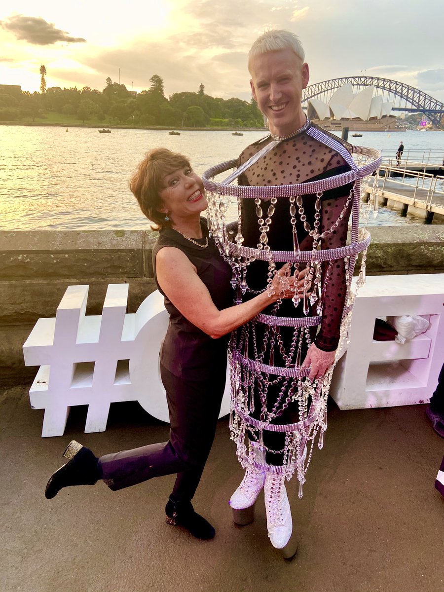 KathyLette's tweet photo. In my natural element, swinging from a chandelier with @brendandelahay at @phantomopera performed IN the harbour by the inspiring ⁦@OperaAustralia⁩ ⁦@OfficialALW⁩ https://t.co/oDAKMOsU71