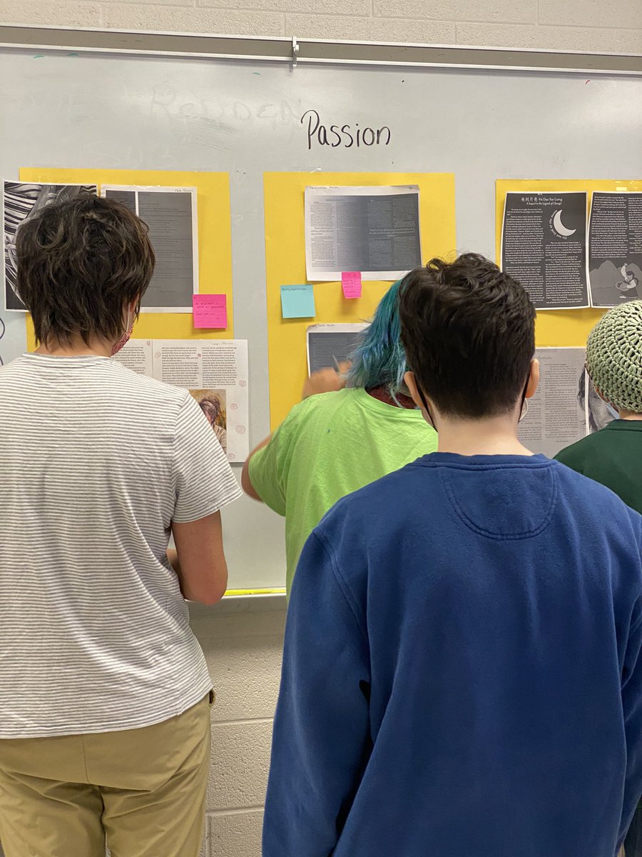 Lit Mag students are in the midst of production! Spent today doing our annual spread “Gallery Feedback Walk” before revisions commence!