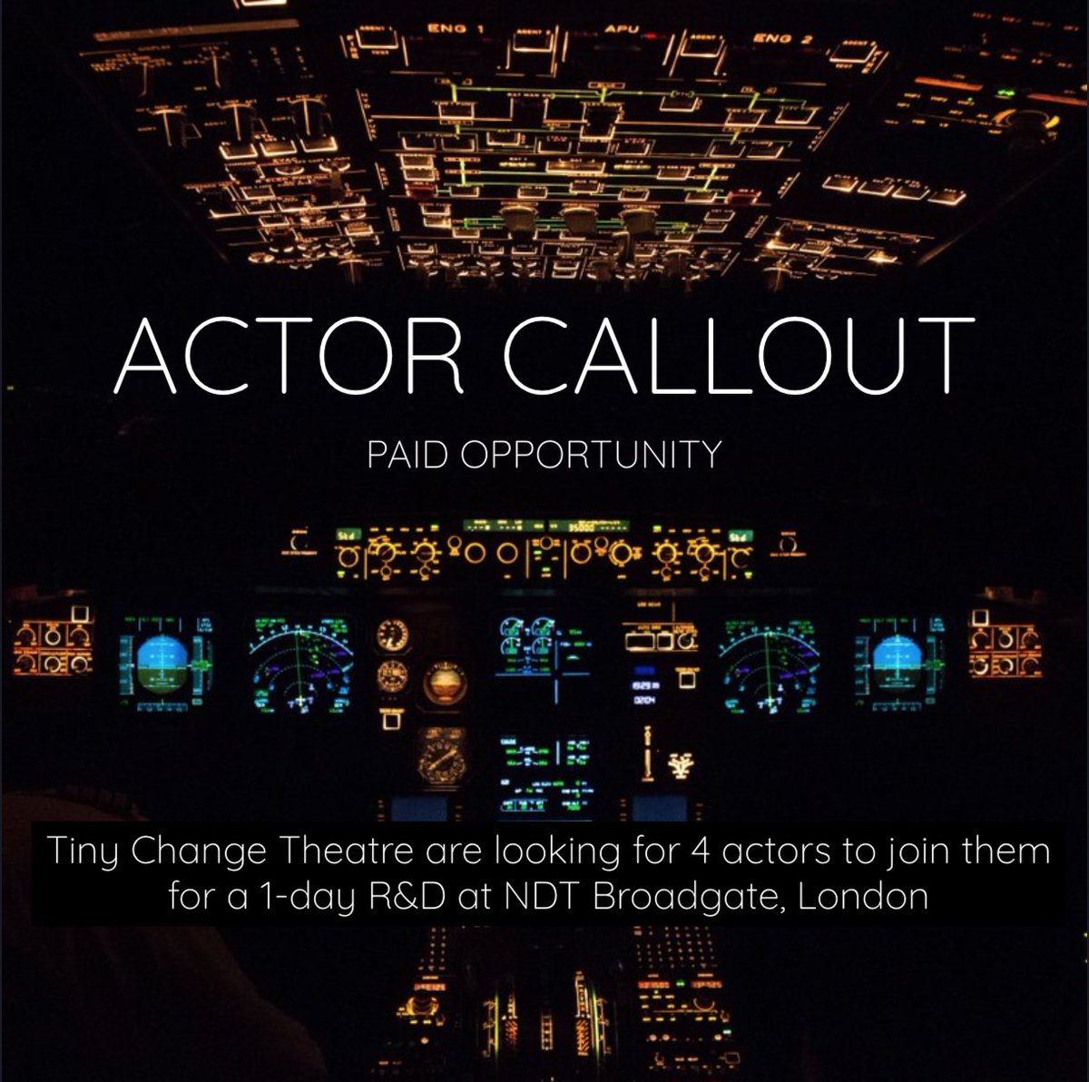 tinychange_tc's tweet photo. 📣 ACTOR CALLOUT: PAID OPPORTUNITY 📣

Tiny Change Theatre are looking for 4 actors to join them for a 1-day R&amp;D at NDT Broadgate, London. @newdiorama 

Large Print Text: https://t.co/GFmlU0LYgm https://t.co/C5VF5X1eas