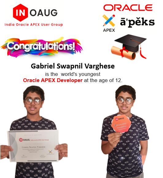 varghese0905's tweet photo. INOAUG Kerala Chapter. 
Warmest congratulations on your achievement.
 #orclapex #oracleAPEXIndia #oracleAPEXAPAC #inoaug https://t.co/nJ5TjIp5xI