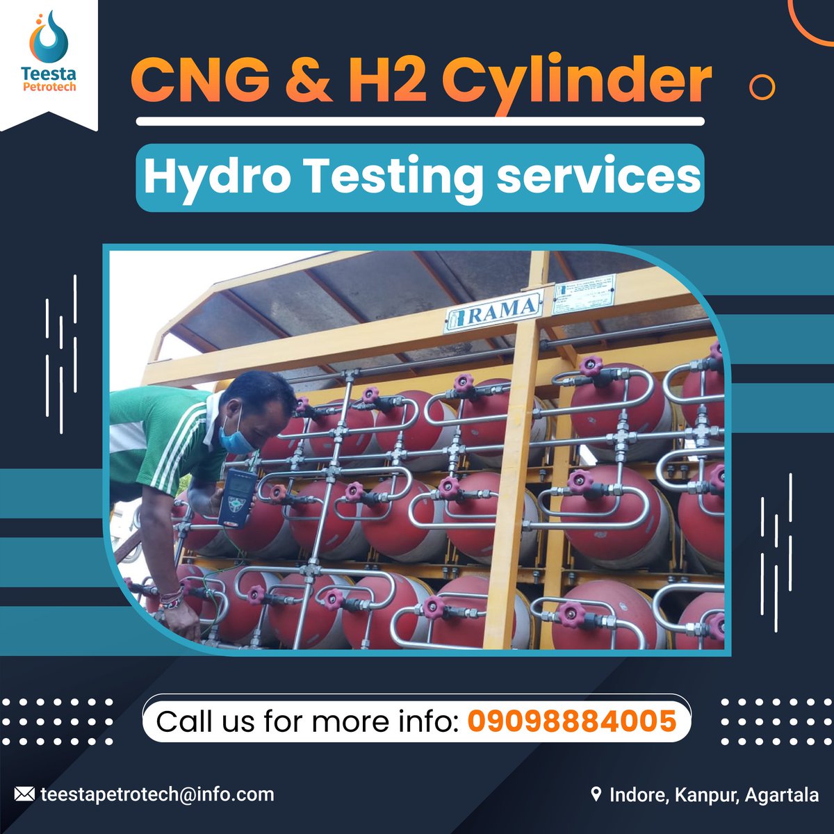 We provide a wide range of CNG & H2 Cylinder testing services under the supervision of our professionals using high-end technology which is cost-effective as well as ensures optimum safety to humankind.

Visit: https://t.co/2TidllLEUo or call at +91 90988 84005

#teestapetrotech https://t.co/HeOPzY8BsC