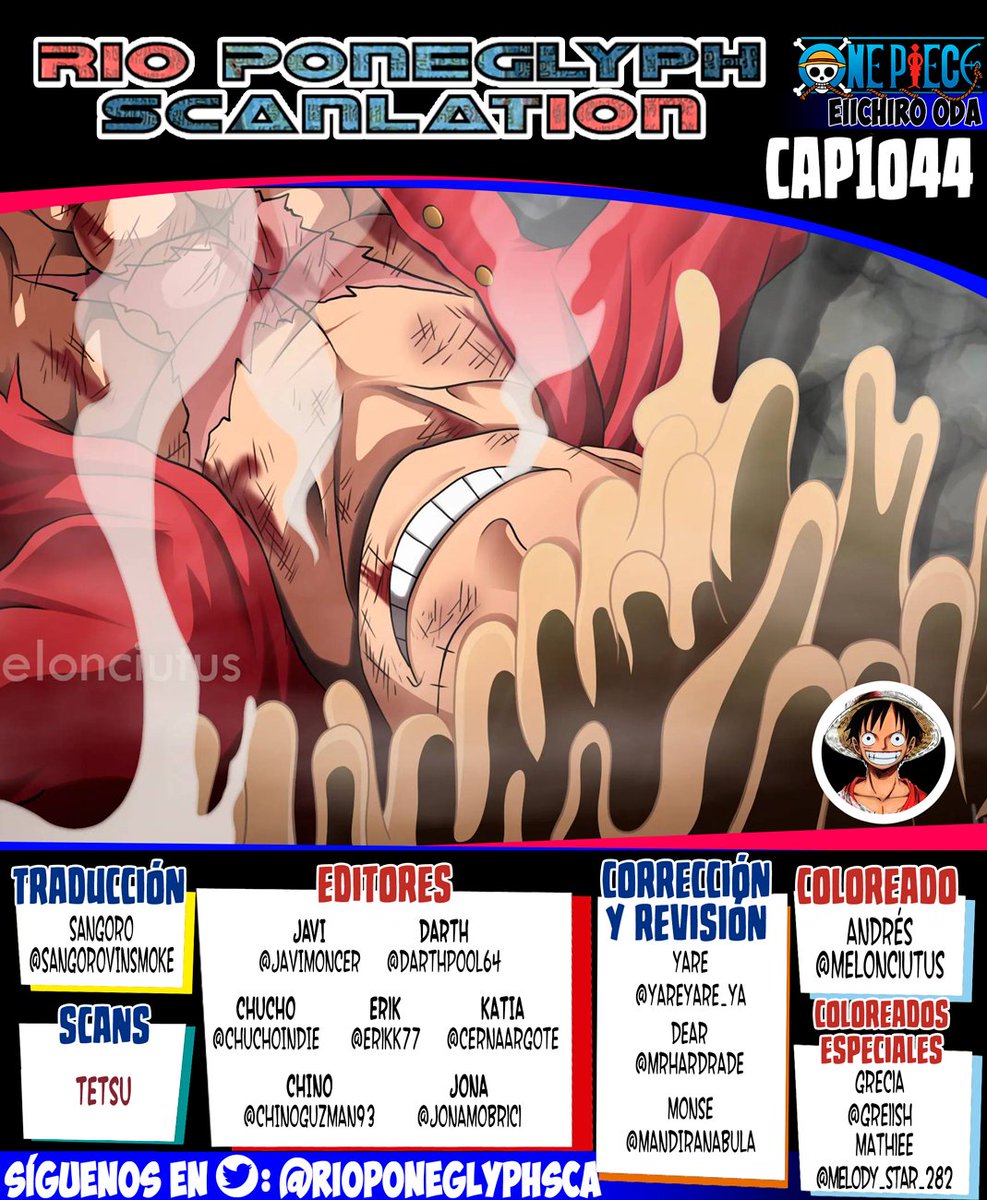 RPScanlation's tweet photo. Ya está aquí nuestra primera versión de #OnePiece1044, que la disfruten!! Recuerden que el finde sale la versión final con datos extra y glosario!
#OnePiece #RioPoneglyphScans 
Opción 1: https://t.co/A3wShfSybv
Descarga: https://t.co/YEDEuQu02D https://t.co/VudfNz8whl