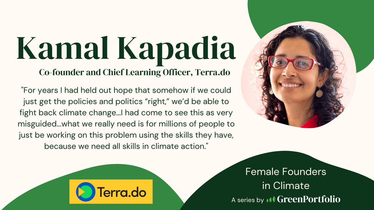 Meet @kamal_kapadia and her company @terradotdo! She wants all hands on deck to fight #climatechange! 🙌 Terra.do cultivates a community that help people transition into all types of #climate work. Check out her interview: loom.ly/ScoqGbQ #womeninclimate