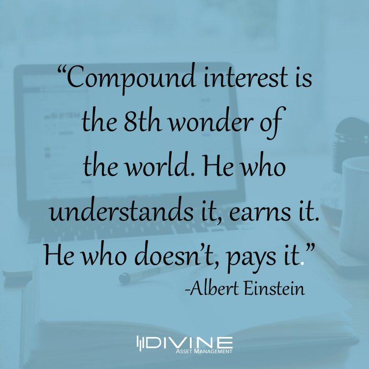 Compounding interest is is the interest you earn on interest. The interest you earn on the money in your investing account is reinvested, earning you more interest. The sooner you invest your money, the more you’ll benefit from it. 
#Divine #Empiring #Investing