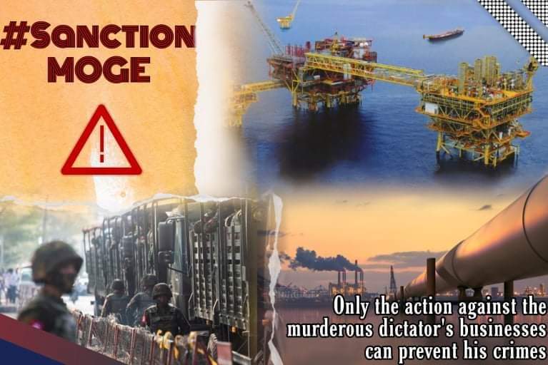 Sanctions on military spending &amp; bloody gas revenues so that can block the hundreds of millions from the MOGE of Military Junta which is currently committing crimes against humanity to the people of Myanmar. So We Need #US_SanctionMOGE.
#GenocidalMilitary