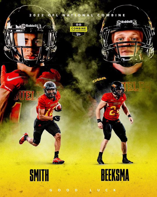 These two stand outs, Receiver Kiondre Smith and Linebacker Jared Beeksma head to the <a href="/cfl/">CFL</a> National Combine. Best of luck this weekend! 📈🏈 #GryphonFamily