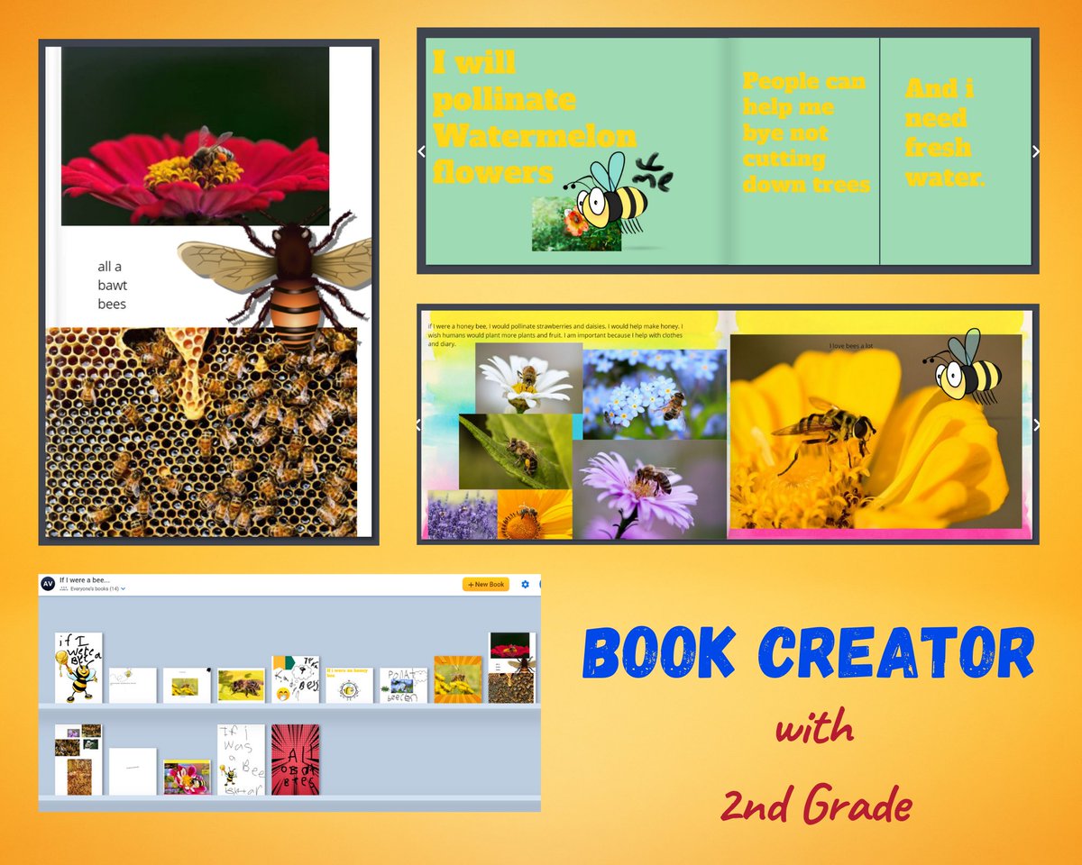 TerayeLaw's tweet photo. 🍯 SWEET! 🍯 @SSE_NEWTON Spartans are at it AGAIN! These @BookCreatorApp Books by @JovialVines 2nd Graders are the BEE'S KNEES!! 🐝 😆 #NCSSBeTheBest #ncsst4t #StarTechDLC https://t.co/Uy6KwEnZZk