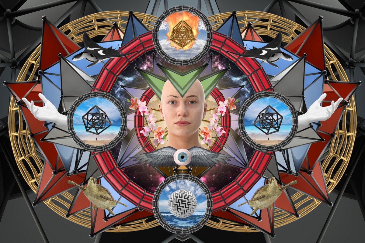 "Coherence" from The Athena Dreams Collection. Link in bio.  In this dream, the goddess Athena uses the four classical Greek elements of fire, air, earth and water to bring us back into harmony with our world and with each other, as nature’s all-seeing eye watches over us.