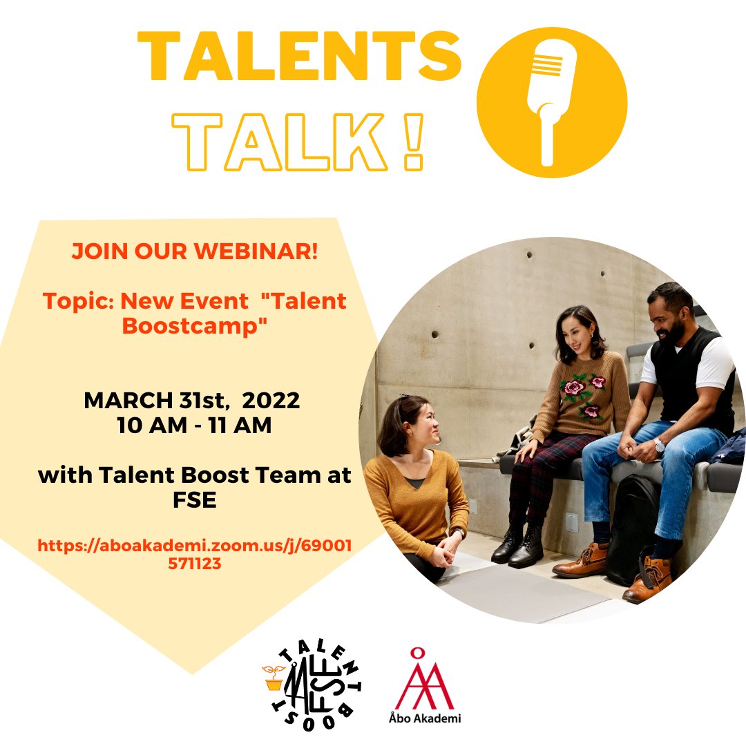 We are hosting our first Talents Talk Podcast!
Join us to hear about the upcoming event “Talent Boostcamp”
The event is full of exciting activities and workshops for international students at FSE
Thursday, 31st March at 10:00 AM.