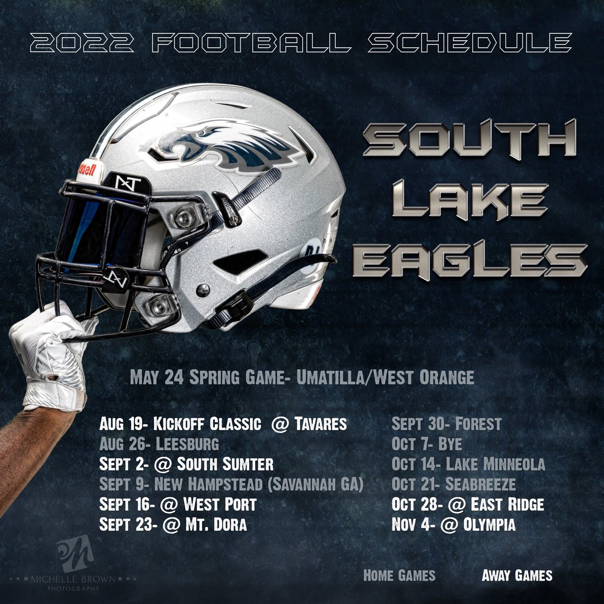 2022 Schedule is up!!! 
*hosting our first ever out of state opponent <a href="/NEWHAMPSTEADFB/">New Hampstead Football</a> 

*county rivals are now district opponents <a href="/LMHS_HawksFTBL/">Lake Minneola Football</a> and <a href="/ERHSKnights/">East Ridge High</a> 

#FlyEaglesFly #werunLAKEcounty