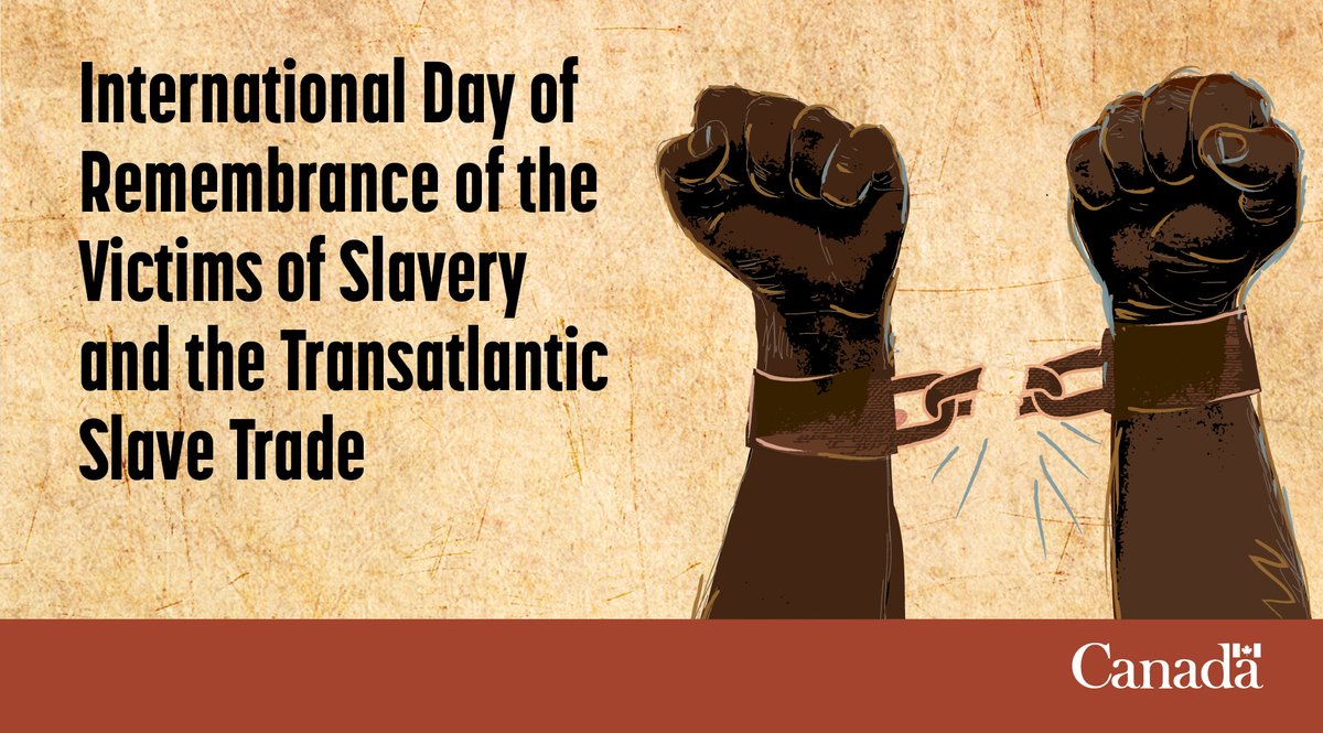 Today is International Day of Remembrance of the Victims of Slavery and the Transatlantic Slave Trade. On this day, we recognize and honour the victims of slavery and the dark chapter of human history. 
Learn more: 
thecanadianencyclopedia.ca/en/article/bla…